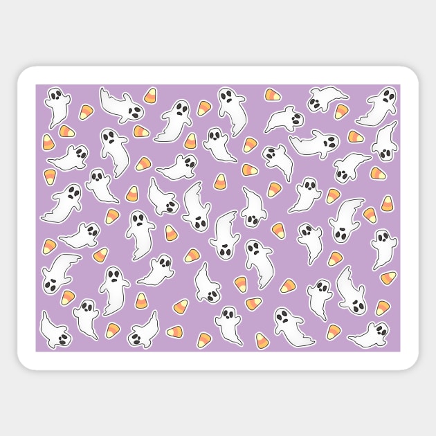 Ghost Candy Corn on Purple Sticker by FrostedSoSweet